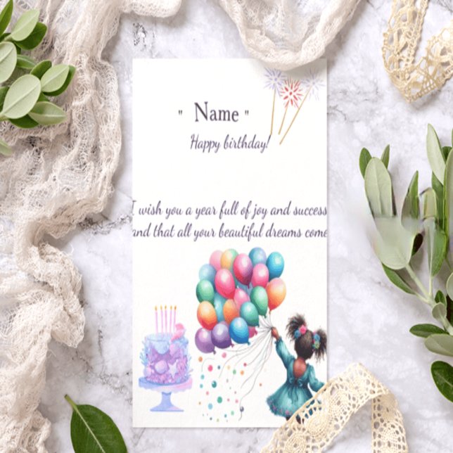 Tarjeta De Agradecimiento Cute Black Girl Personalized Birthday Card | Afro  (Subido por el creador)