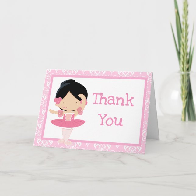 Tarjeta De Agradecimiento Cute Black Hair Ballerina 'Gracias (Anverso)