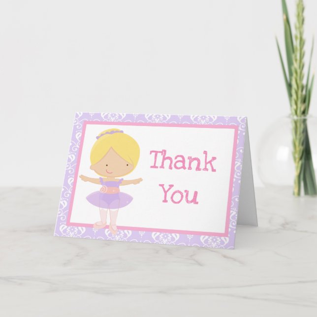 Tarjeta De Agradecimiento Cute Blonde Ballerina 'Gracias' (Anverso)