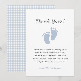 Tarjeta De Agradecimiento Cute Blue Baby footprint  Baby Boy shower