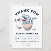 Cute Blue Dinosaur Baby Shower T-Rex