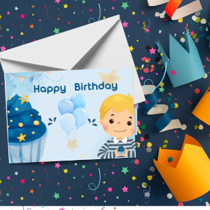 Tarjeta De Agradecimiento Cute Blue Happy Birthday Card - Cumpleaños amistos
