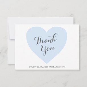 Tarjeta De Agradecimiento Cute Blue Heart Boy Baby Shower