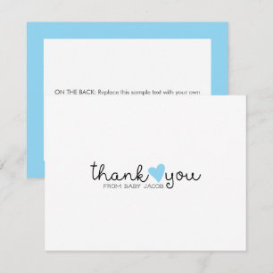 Tarjeta De Agradecimiento Cute Blue Heart Boy Baby Shower Gracias
