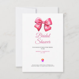 Tarjeta De Agradecimiento cute blush pinky bow bridal shower invitation