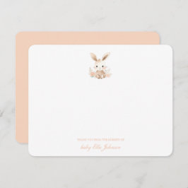 Tarjeta De Agradecimiento Cute Boho Bunny Rabbit Baby Girl Gracias