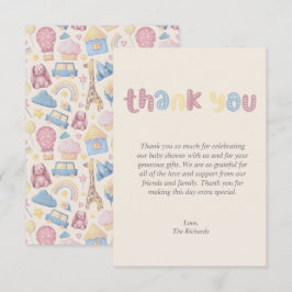 Tarjeta De Agradecimiento Cute Boho Hello Little One Baby Shower