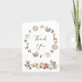 Tarjeta De Agradecimiento Cute Boho Safari Animales Acuarela Gracias