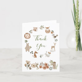 Tarjeta De Agradecimiento Cute Boho Woodland Animals Watercolor Gracias
