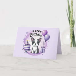 Tarjeta De Agradecimiento Cute Boston Terrier Birthday Card