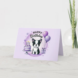 Tarjeta De Agradecimiento Cute Boston Terrier Birthday Card