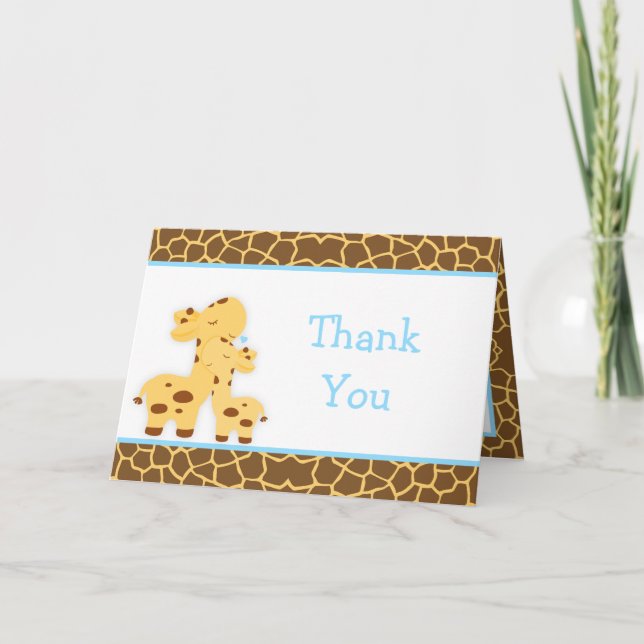 Tarjeta De Agradecimiento Cute Boy Giraffe Baby Shower (Anverso)