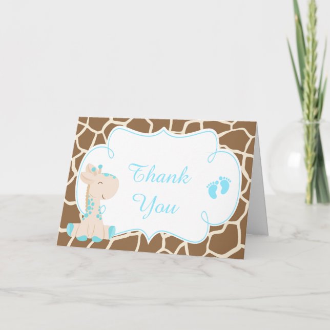 Tarjeta De Agradecimiento Cute Boy Giraffe Gracias (Anverso)