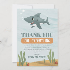 Tarjeta De Agradecimiento Cute Boys Shark Baby Shower Gracias