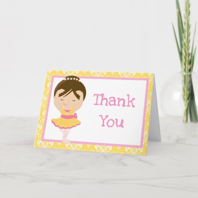 Tarjeta De Agradecimiento Cute Brunette Ballerina (Anverso)