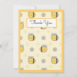 Tarjeta De Agradecimiento Cute Bumble Bee Boy Chica Baby Shower