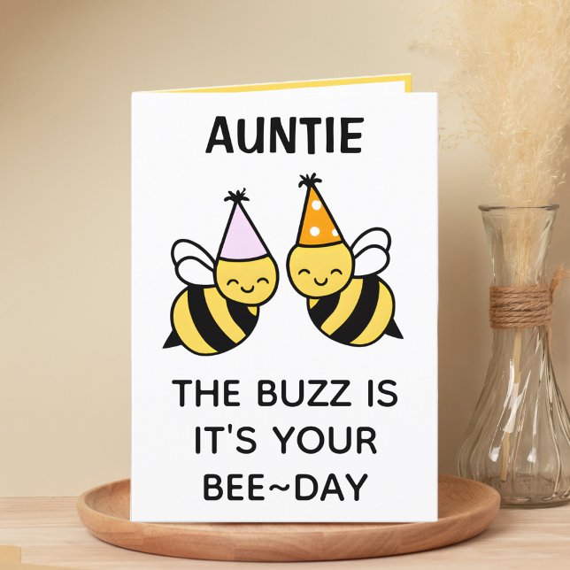 Tarjeta De Agradecimiento Cute Bumblebee Aee Family tía Feliz cumpleaños (cute bee bumblebee birthday card for aunt)