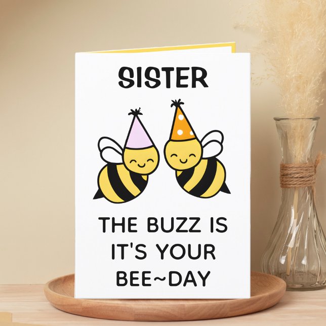 Tarjeta De Agradecimiento Cute Bumblebee Bee Sister Feliz cumpleaños (cute bee bumblebee birthday card for sister)