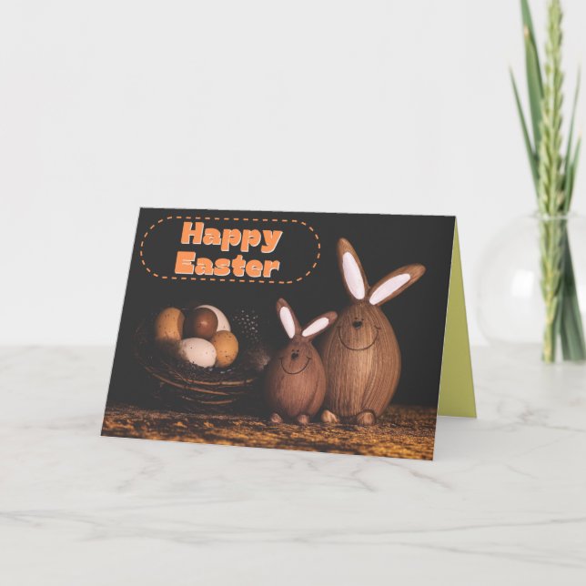 Tarjeta De Agradecimiento Cute Bunnies Happy Easter Card (Anverso)