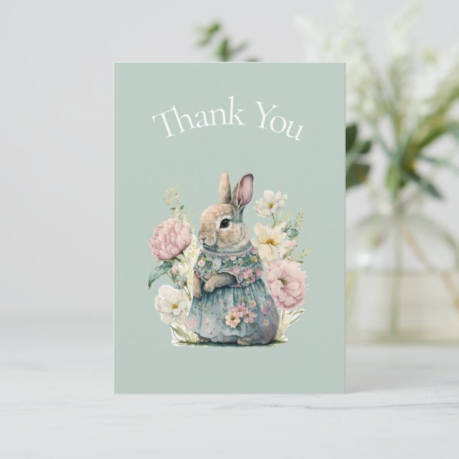 Tarjeta De Agradecimiento Cute Bunny Baby Shower Thank You (Anverso de pie)
