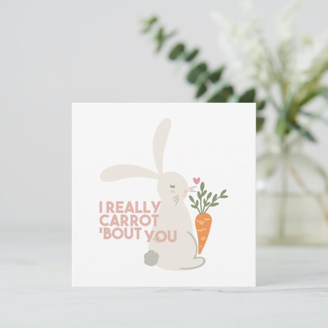 Tarjeta De Agradecimiento Cute Bunny Carrot Pun - De Verdad Te Arrepito (Anverso de pie)
