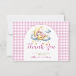 Tarjeta De Agradecimiento Cute Bunny Pink Boy Girl Moon Star Baby Shower