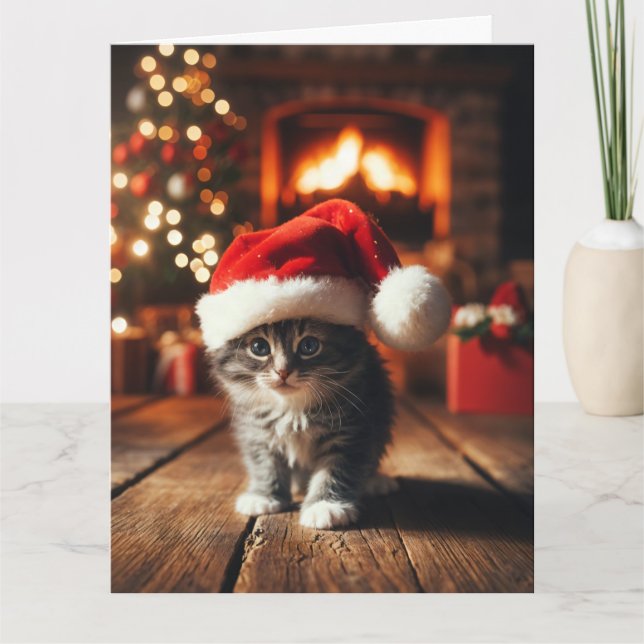 TARJETA DE AGRADECIMIENTO CUTE CAT CHRISTMAS GREETING CARD (Anverso)