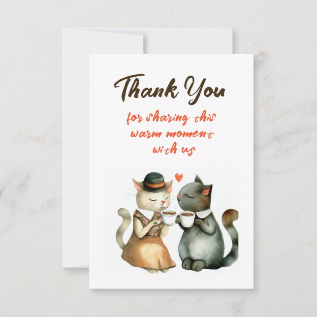 Tarjeta De Agradecimiento Cute Cat Couple Wedding Thank You (Anverso)