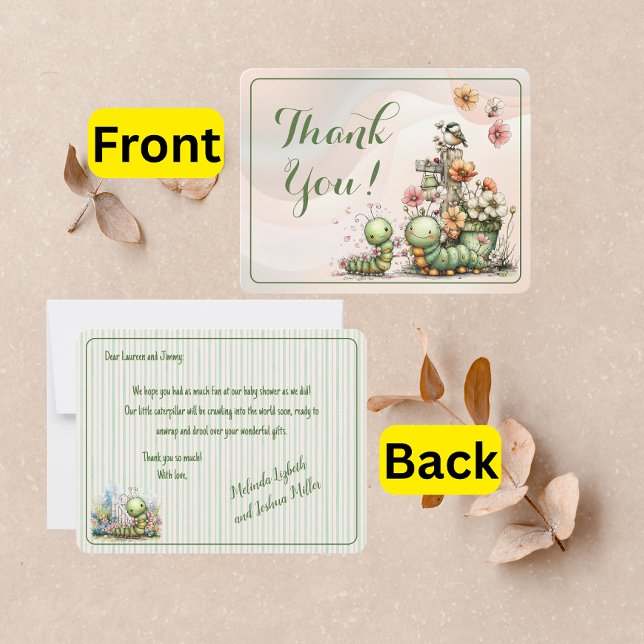 Tarjeta De Agradecimiento Cute Caterpillar Baby Shower  (Subido por el creador)