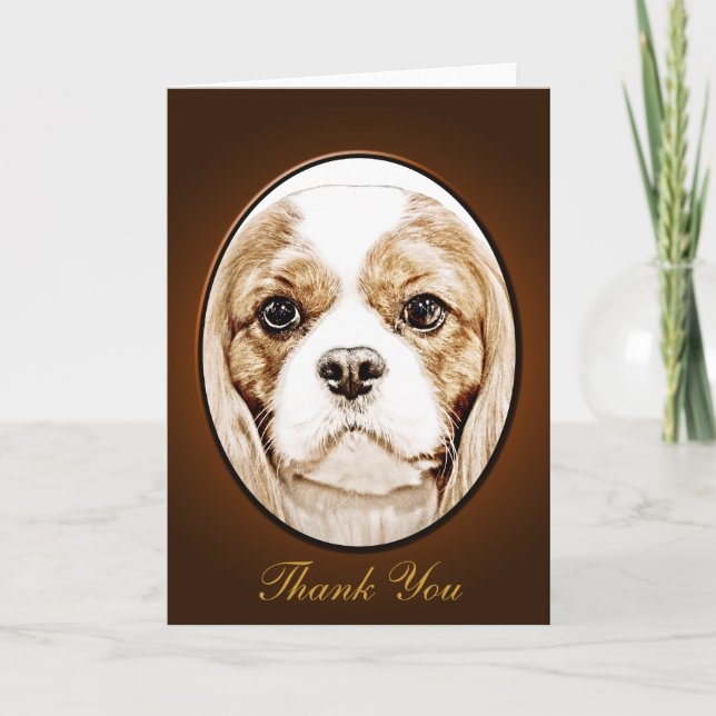 Tarjeta De Agradecimiento Cute Cavalier King Charles Spaniel (Anverso)