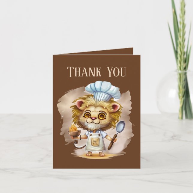 Tarjeta De Agradecimiento Cute Chef Cook gracias por añadir texto (Anverso)