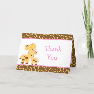 Tarjeta De Agradecimiento Cute Chica Giraffe Baby Shower