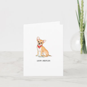 Tarjeta De Agradecimiento Cute Chihuahua acuarela plegada