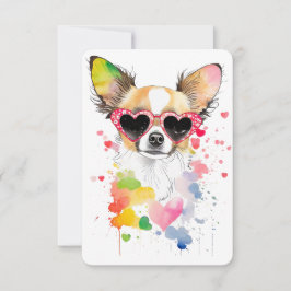 Tarjeta De Agradecimiento Cute Chihuahua con gafas de sol de corazón