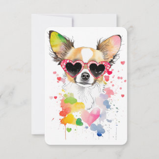 Tarjeta De Agradecimiento Cute Chihuahua con gafas de sol de corazón