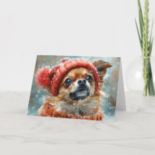 Tarjeta De Agradecimiento Cute Chihuahua en carta de Navidades de vacaciones