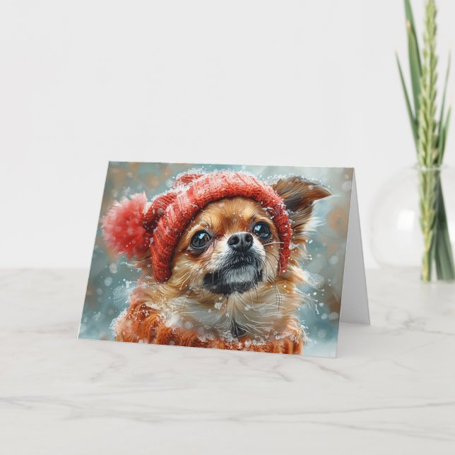 Tarjeta De Agradecimiento Cute Chihuahua en carta de Navidades de vacaciones (Anverso)
