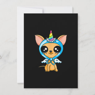 Tarjeta De Agradecimiento Cute Chihuahua Unicornio, niños cachorros y Mascot