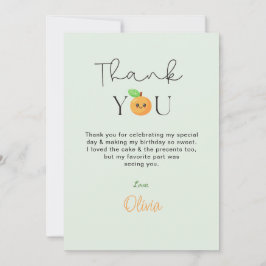 Tarjeta De Agradecimiento Cute Citrus Orange 1st Birthday Thank You cards 