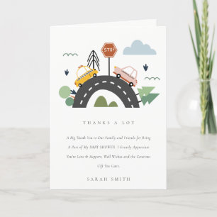 Tarjeta De Agradecimiento Cute Cityscape Urban Vehicular Cars Road Baby Show