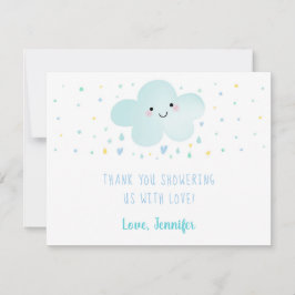 Tarjeta De Agradecimiento Cute Cloud Stars Blue Baby Shower