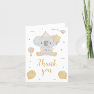 Tarjeta De Agradecimiento Cute color de agua rosada Koala cumpleaños Gracias