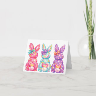 Tarjeta De Agradecimiento Cute colourful bunny rabbits easter card