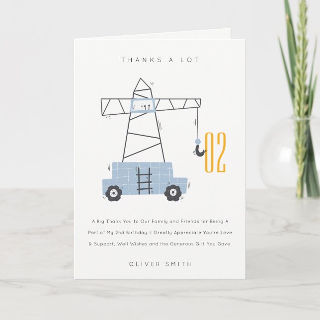 Tarjeta De Agradecimiento Cute Construcción Niños De La Crana Cualquier Cump (Anverso)