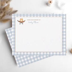 Tarjeta De Agradecimiento Cute Cowboy Gorra Blue Gingham Personalizado