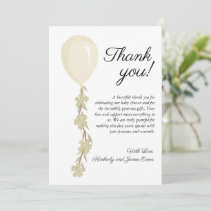 Tarjeta De Agradecimiento Cute Cream Balloon Baby Shower