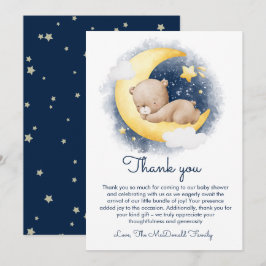 Tarjeta De Agradecimiento Cute Crescent Moon Teddy Bear Baby Shower