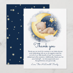 Tarjeta De Agradecimiento Cute Crescent Moon Teddy Bear Baby Shower