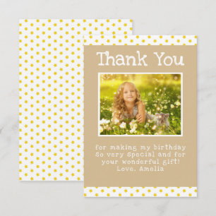 Tarjeta De Agradecimiento Cute Cumpleaños de Niña con Patrón de Estrella Ama