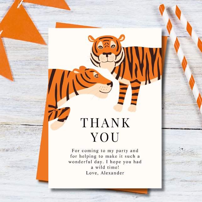 Tarjeta De Agradecimiento Cute Cumpleaños de Niños Safari Tigres Salvajes Di (Subido por el creador)